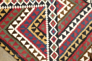 Caucasian Kilim, 3rd to 4th quarter of the 19th Century.  Stunning eye dazzling serrated diamond pattern. The colors are all good, no damage or repairs, and fine weave.  Antique and  ...