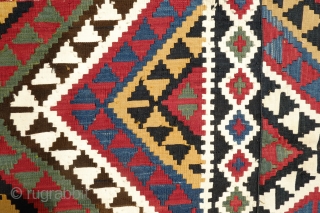 Caucasian Kilim, 3rd to 4th quarter of the 19th Century.  Stunning eye dazzling serrated diamond pattern. The colors are all good, no damage or repairs, and fine weave.  Antique and  ...