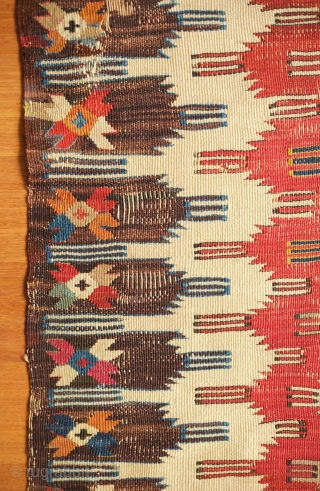 Karakoyunlu kilim, 19th century. Animal pelt layout. At least nine colors. 92 x 140 cm. Contact danauger@tribalgardenrugs.com                