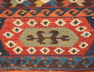 Karakoyunlu kilim, 19th century. Animal pelt layout. At least nine colors. 92 x 140 cm. Contact danauger@tribalgardenrugs.com                