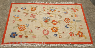 Bessarabian kilim, 19th century. Light and lively tones.  Unusual smaller format likely for hanging on a wall.  One very small, very easily repairable hole and some slight staining in a  ...