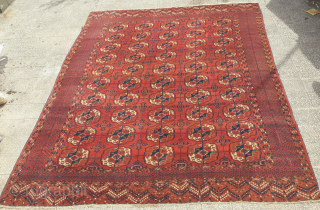 Tekke rug, 19th century.  Sweet floppy feel and an atypical tree of life design in the main border. The width and height of the gols are about even making for a  ...