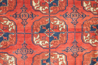 Tekke rug, 19th century.  Sweet floppy feel and an atypical tree of life design in the main border. The width and height of the gols are about even making for a  ...