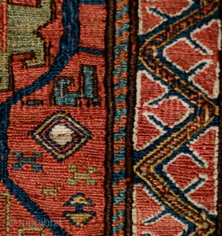 Shahsavan Bag Face, Khamseh area, 3rd to 4th quarter of the 19th Century. Very fine workmanship with some countering in the extra weft wrapping.  All colors are natural.  No chemical  ...