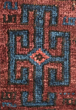 Baluch bag, Western Afghanistan, 19th century.  Long kochanaks.  Deep silky colors and wool.  Small spot in the bottom right corner.  66 x 75 cm.  Contact danauger@tribalgardenrugs.com  