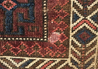 Baluch bag, Western Afghanistan, 19th century.  Long kochanaks.  Deep silky colors and wool.  Small spot in the bottom right corner.  66 x 75 cm.  Contact danauger@tribalgardenrugs.com  