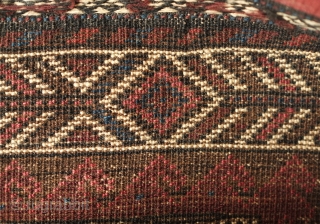 Baluch bag, Western Afghanistan, 19th century.  Long kochanaks.  Deep silky colors and wool.  Small spot in the bottom right corner.  66 x 75 cm.  Contact danauger@tribalgardenrugs.com  