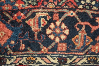 Bidjar vagireh, 19th/20th century.  The most interesting aspect of this piece is the multiple border elements modelled on both sides giving the weaver multiple border options. 44 x 48 cm. Contact  ...