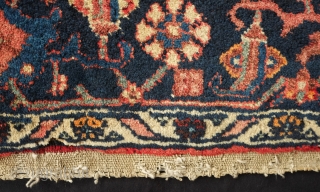 Bidjar vagireh, 19th/20th century.  The most interesting aspect of this piece is the multiple border elements modelled on both sides giving the weaver multiple border options. 44 x 48 cm. Contact  ...