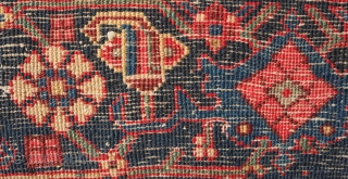 Bidjar vagireh, 19th/20th century.  The most interesting aspect of this piece is the multiple border elements modelled on both sides giving the weaver multiple border options. 44 x 48 cm. Contact  ...