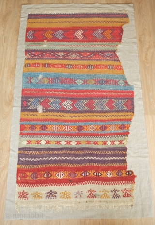 Kutahya chuval, mid-to early 19th century, possibly older. Excellent colors showing its age.  Mounted on linen.  103 x 192 cm, Linen 119 x 208 cm.  Contact danauger@tribalgardenrugs.com   