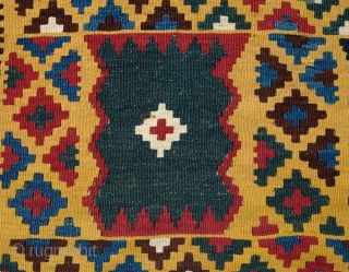 Qashaqa'i yellow ground kilim, Late 19th/Early 20th Century.  Fabulous saturated natural colors.  A stunning piece.  160 x 258 cm.           