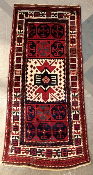 Shavak Kurdish Rug, end of the 19th Century/early 20th Century.  This rug has good pile and all good colors.  It is a wonderful tribal rug with a bold central eagle  ...