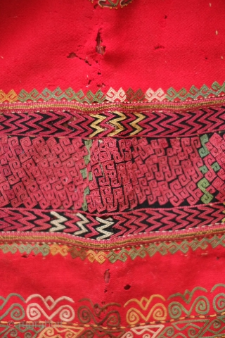 Karakalpak Wedding Dress, 3rd/4th quarter of 19th century. Silk embroidery on felt broadcloth with an original ikat back.  In excellent condition with some slight moth nibbles in one area of felt.  ...