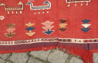 Azeri Shadda, 19th century.  Woven in two pieces. Covered in animal herds with their shepherds. A wonderful ethnographic scene.  162 x 193 cm. Contact danauger@tribalgardenrugs.com      