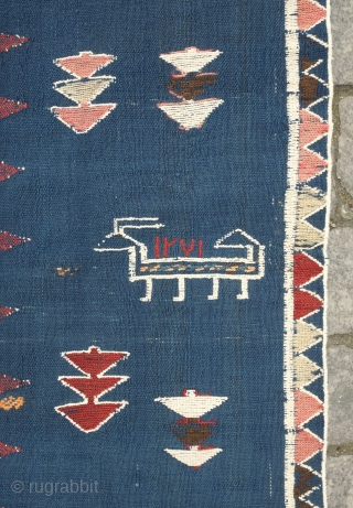 Azeri Shadda, 19th century.  Woven in two pieces. Covered in animal herds with their shepherds. A wonderful ethnographic scene.  162 x 193 cm. Contact danauger@tribalgardenrugs.com      