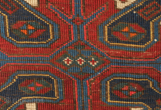Zeikhur/Seichur rug dated to 1885.  The white ground makes for a wonderful foil for the large main motifs. Exceptional condition for it's age.  137 x 188 cm.  Contact danauger@tribalgardenrugs.com 