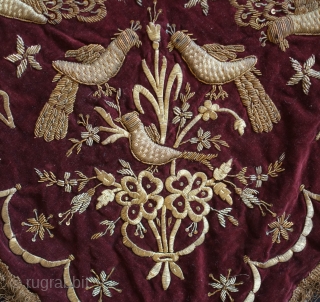 Ottoman silver embroidery, late 19th century.  Wonderful composition and workmanship. 
 Silk backing.  83 x 87 cm              