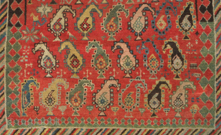 Caucasian or NW Persian rug, late 19th century.  This rug seems to have a collection of motif schemes that suggest an agglomeration of influences.  A wonderfully and unusual rug from  ...