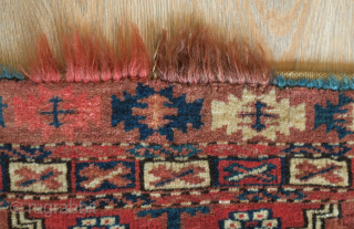Yomut torba in Chodor design, late 19th century. The weave is very fine.  Each medallion is two-toned with a deep green juxtaposed on the bottom of one and the top half  ...