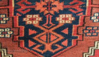 Yomut torba in Chodor design, late 19th century. The weave is very fine.  Each medallion is two-toned with a deep green juxtaposed on the bottom of one and the top half  ...