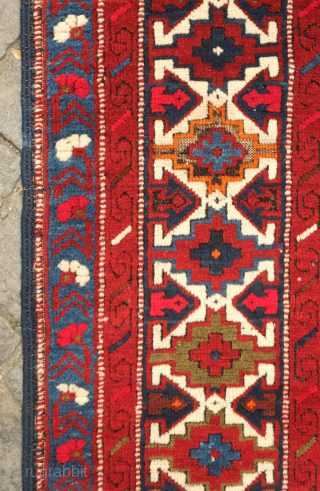 Kuba pole medallion rug, 19th century.  Fantastically drawn kochaks in the pole medallion.  It boasts a myriad of motifs such as Harshangs, swastikas, birds, Talish rosettes, tulips, compartments, and others.  ...