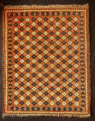 Ersari Turkmen, N. Afghanistan, Qarqeen Turkmen group is a probability, 3rd to 4th quarter of the 19th century.  Small rug.  Some wear on the selvedges.  A little bit of  ...