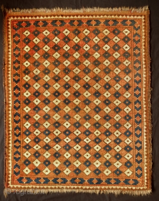 Ersari Turkmen, N. Afghanistan, Qarqeen Turkmen group is a probability, 3rd to 4th quarter of the 19th century.  Small rug.  Some wear on the selvedges.  A little bit of  ...