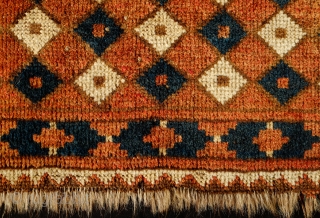 Ersari Turkmen, N. Afghanistan, Qarqeen Turkmen group is a probability, 3rd to 4th quarter of the 19th century.  Small rug.  Some wear on the selvedges.  A little bit of  ...