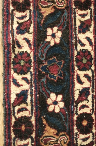 Veramin Runner, 1920s. Wonderful deep rich purple-red ground and overall Mina Khani-like floral pattern.  The pile is thick.  There is one small section of repair on the right side excellently  ...