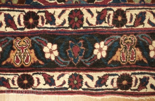 Veramin Runner, 1920s. Wonderful deep rich purple-red ground and overall Mina Khani-like floral pattern.  The pile is thick.  There is one small section of repair on the right side excellently  ...