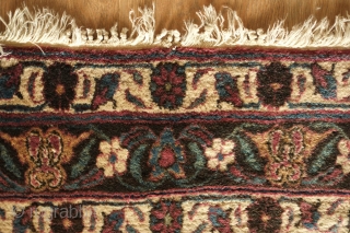 Veramin Runner, 1920s. Wonderful deep rich purple-red ground and overall Mina Khani-like floral pattern.  The pile is thick.  There is one small section of repair on the right side excellently  ...