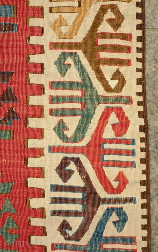 Aksaray Red Ground Kilim, 3rd to 4th quarter of 19th Century. Unusual for its red ground. In wonderful shape but for a couple of well done repairs and restoration on the ends.  ...