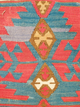 Aksaray Red Ground Kilim, 3rd to 4th quarter of 19th Century. Unusual for its red ground. In wonderful shape but for a couple of well done repairs and restoration on the ends.  ...