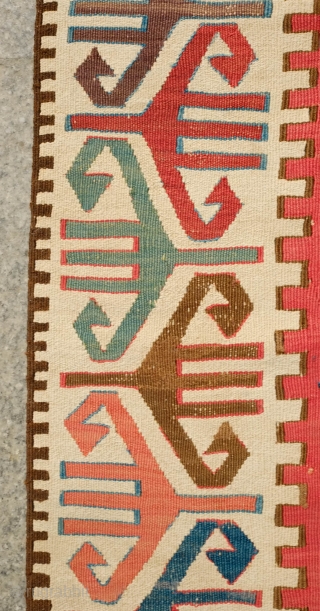 Aksaray Red Ground Kilim, 3rd to 4th quarter of 19th Century. Unusual for its red ground. In wonderful shape but for a couple of well done repairs and restoration on the ends.  ...