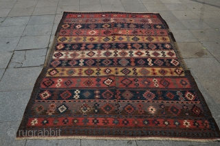 Bidjar Kilim, Second half of 19th century. Fantastic rich colors and a purple of an older hue. 170 cm X 270 cm           