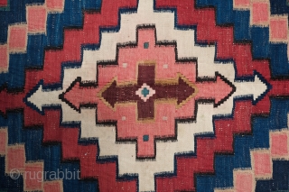 Armenian Karabagh Kilim, late 19th century.  All beautiful natural colors in a geometric architectural design.  The weaver may possibly have been inspired by the artistry of a building facade.   ...