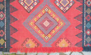 Azeri shadda, 19th century.  Wonderful colors and bold design. Shortened at the top and bottom and has a tear in the bottom left hand corner but that would not stop it  ...