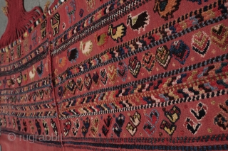 Qashqai Horse Cover, Late 19th Century, Good colors and chickens, Maximum length and width 163 cm X 52 cm.              