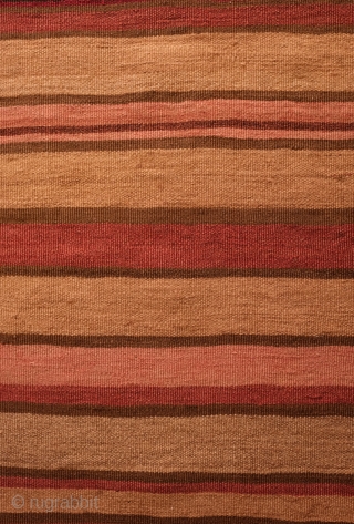 Shahsavan Hashtrud mafrash long panels and bridge. Late 19th Century.  Wonderful mellow colors especially on the bridge/bottom panel which has an alluring soft salmon hue against beige-tan stripes.  A small  ...