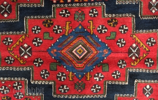 Lori rug, 19th century.  Rich and vivid colors. The soft wool pile is full on this rug. Nicely defined kockack filled border.  151 x 277 cm. Contact danauger@tribalgardenrugs.com   