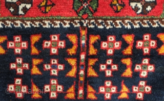 Lori rug, 19th century.  Rich and vivid colors. The soft wool pile is full on this rug. Nicely defined kockack filled border.  151 x 277 cm. Contact danauger@tribalgardenrugs.com   