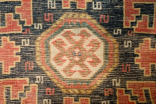 Lesghi Star Rug, 3rd to 4th quarter of the 19th century.  The stars appear to float on top of the ground field.  The main border is in a beautiful rosette  ...