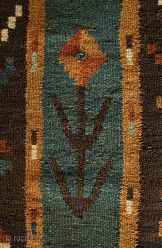 Balkan/Bulgarian Kilim, 4th Quarter of the 19th Century. Very unusual and wonderfully joyful arrangement of the floral designs. Exceptional and rare. 115 x 364 cm        