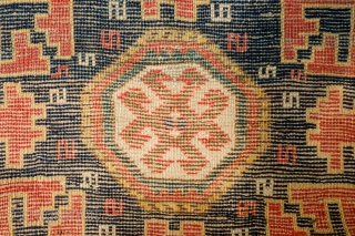 Lesghi Star Caucasian rug, 19th century.  An excellent example of the type with a striking "crab" border.  122 x 202 cm.  Contact danauger@tribalgardenrugs.com       