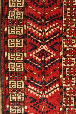 Tekke Ensi, Late 19th Century.  Excellent condition but for a couple of small holes on the elem.  Nice soft wool.  112 x 143 cm      