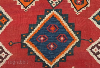 Qashqa'i runner kilim, late 19th to early 20th century.  All or mostly natural dyes.  Wool tufts along the edges suggesting a dowry piece.  In great condition.  It was  ...