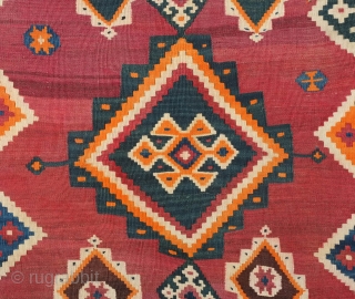 Qashqa'i runner kilim, late 19th to early 20th century.  All or mostly natural dyes.  Wool tufts along the edges suggesting a dowry piece.  In great condition.  It was  ...