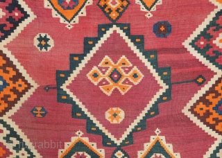 Qashqa'i runner kilim, late 19th to early 20th century.  All or mostly natural dyes.  Wool tufts along the edges suggesting a dowry piece.  In great condition.  It was  ...