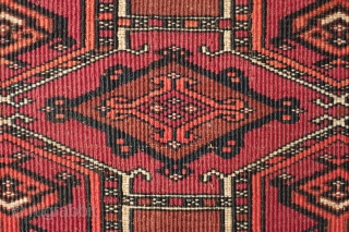 Saryk Torba, kejebe design. Late 19th century. Great condition. Fine and tight weave.  The kejebe design bears a spiritual significance and one can argue one of the more powerful designs in  ...